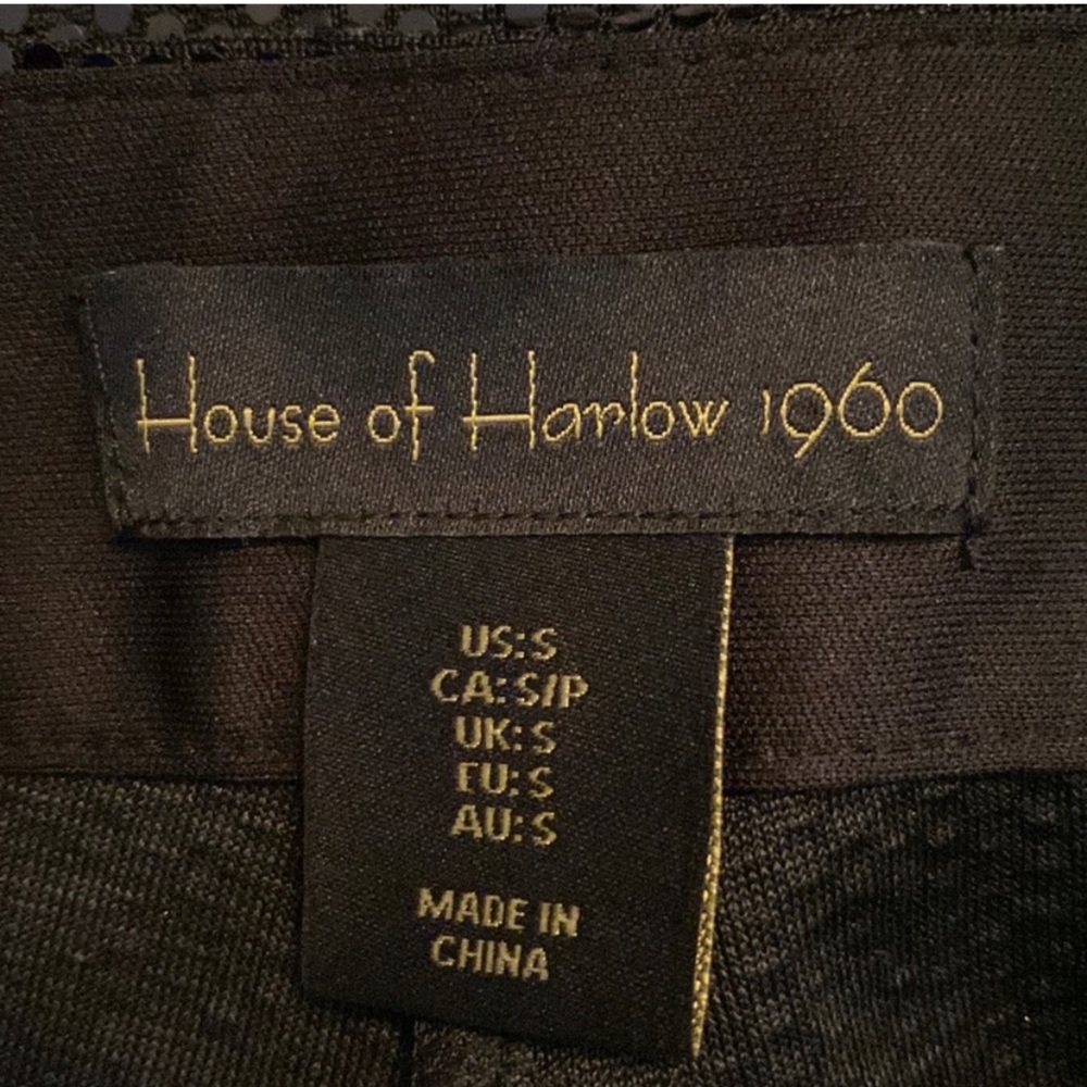 NEW set of House of Harlow 1960 Black Sexy Sequin halter top & pants Small NWT - Picture 6 of 8